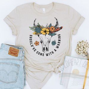 Should've Come With A Warning Graphic T-shirt - Heather Dust